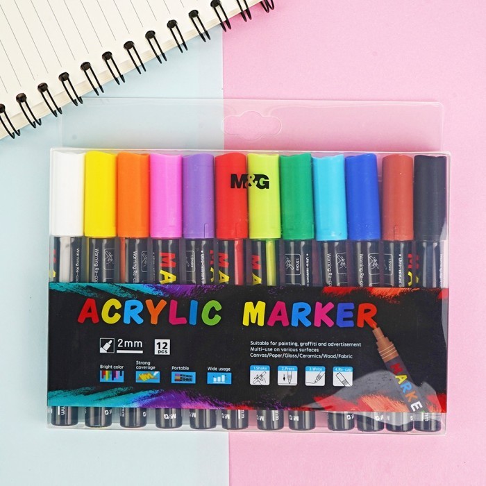 

M&G Acrylic Marker Set 12 Colors Original (1 SET) / Spidol Akrilik 12 Warna M&G APL976E1 Water Based 1 Set