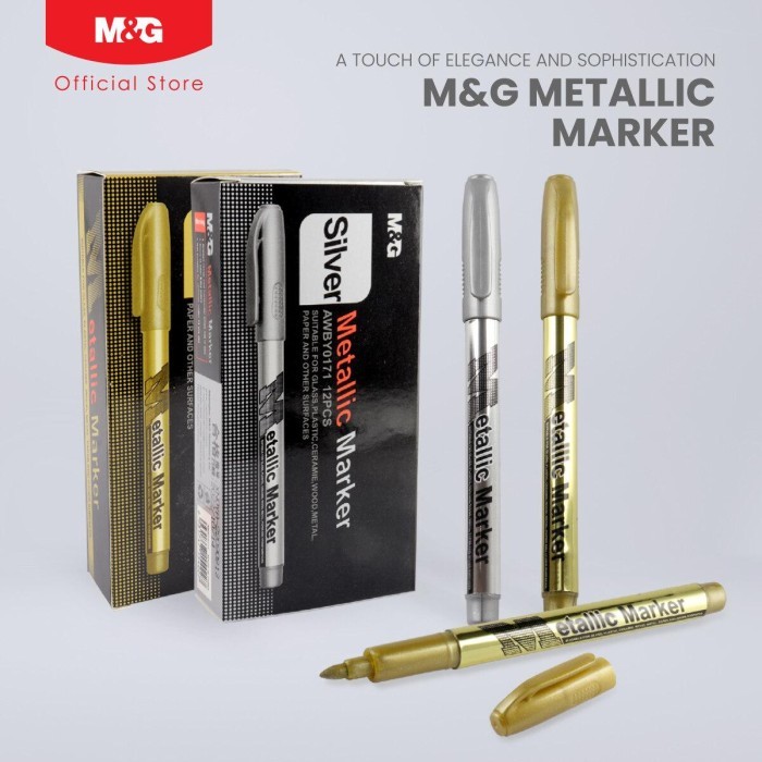 

M&G Craft Spidol Warna Silver Emas Metalik Original (1 PCS) / M&G Craft Marker Silver Gold Metallic Marker Original 1 PCS
