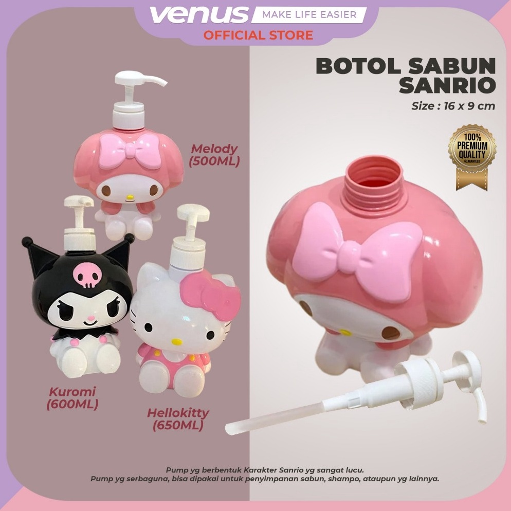 Botol Pump Tempat Sabun Wadah Sabun Cair Sanrio Cinnamoroll Kuromi Hello Kitty My Melody Dispenser S