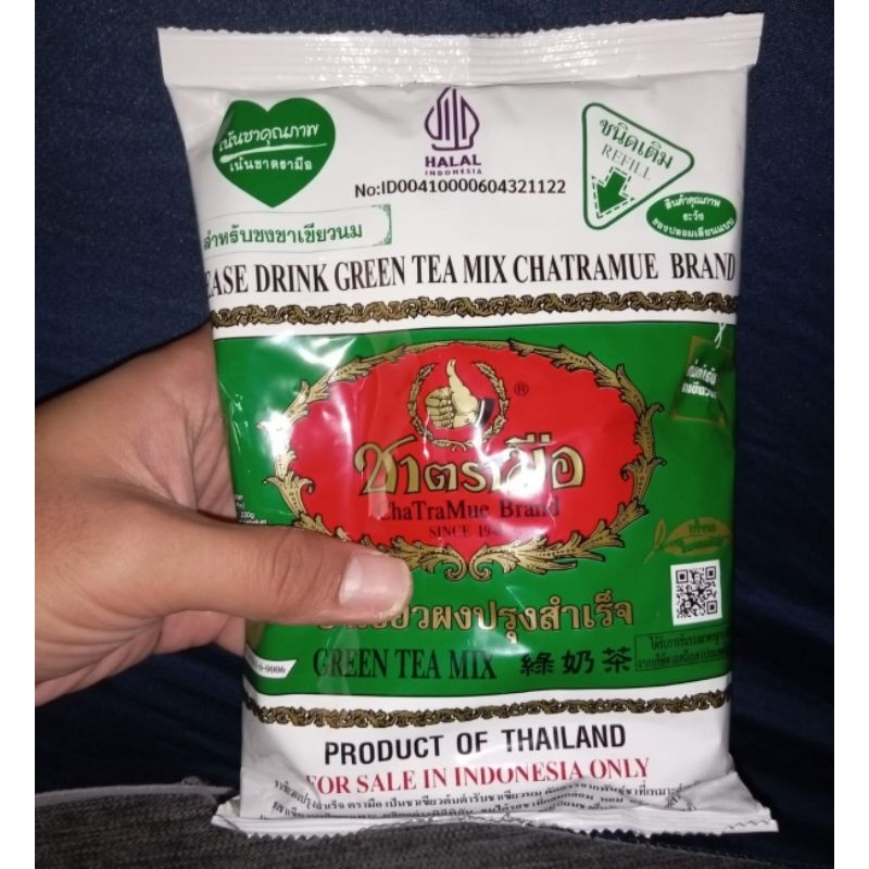 

Thai tea green tea chatramue 1bungkus 200g sudah BPOM Resmi dan logo halal