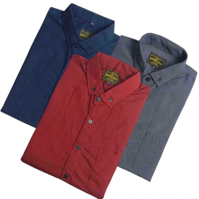 Kemeja Polos Lengan Pendek Hem Pria Katun Baju Distro