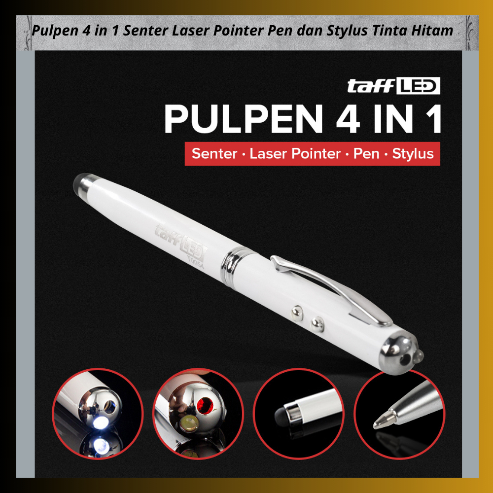

Pulpen 4 in 1 Senter Laser Pointer Pen dan Stylus Tinta Hitam