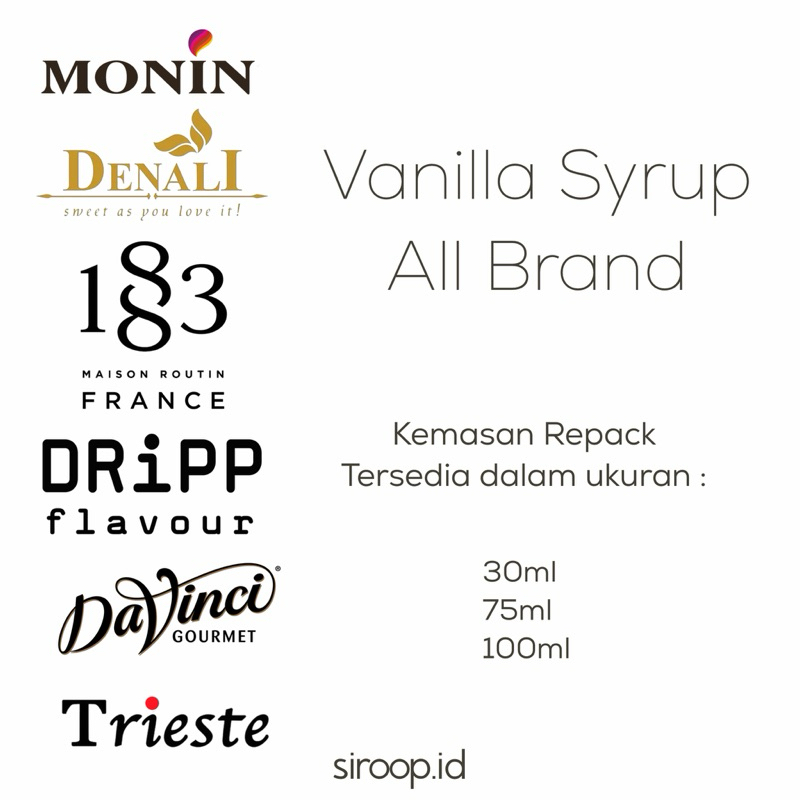 

Repack Vanilla Syrup All Brand (30ml,75ml,100ml)