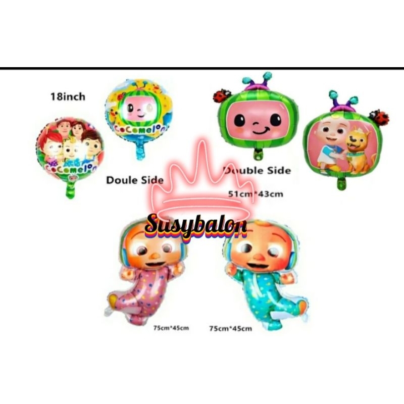 Balon Foil Cocomelon/Foil Baby Besar Cocomelon/Cocomelon Bulat/Cocomelon Antena