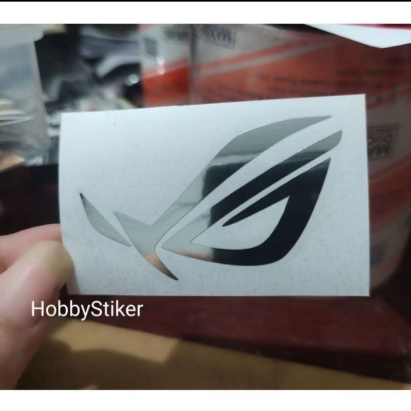 Stiker ROG republic of gamer premium chrome untuk pc laptop