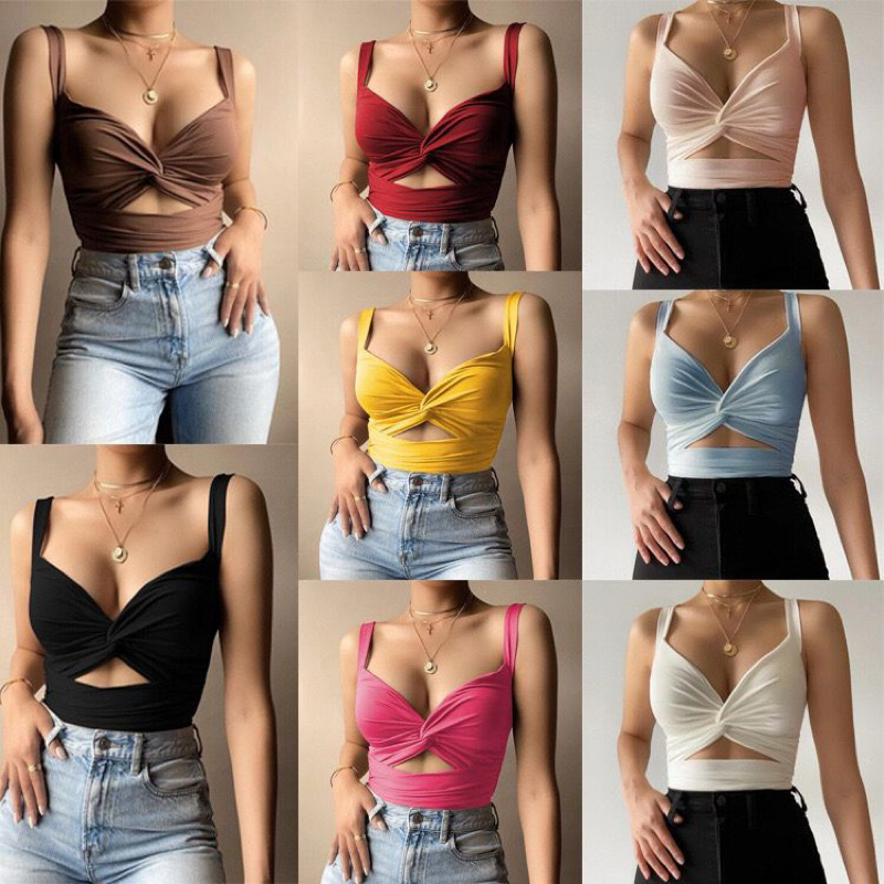atasan bikini crop top tali silang