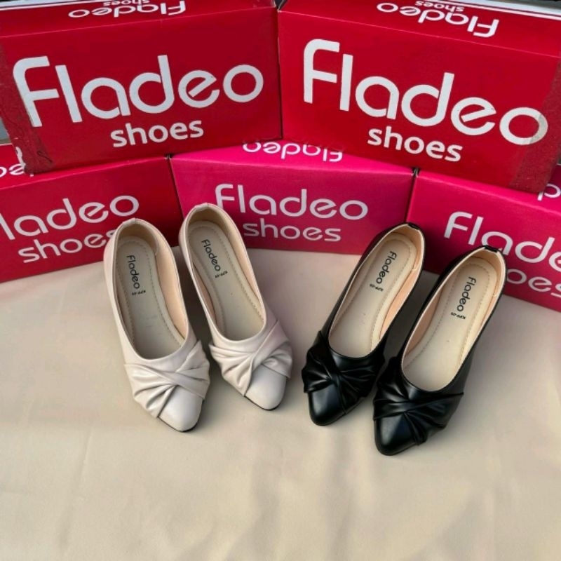 Sepatu Flatshoes Wanita Dewasa Terbaru Fladeo Model Bungga Terbaru Kerja Perempuan Hitam