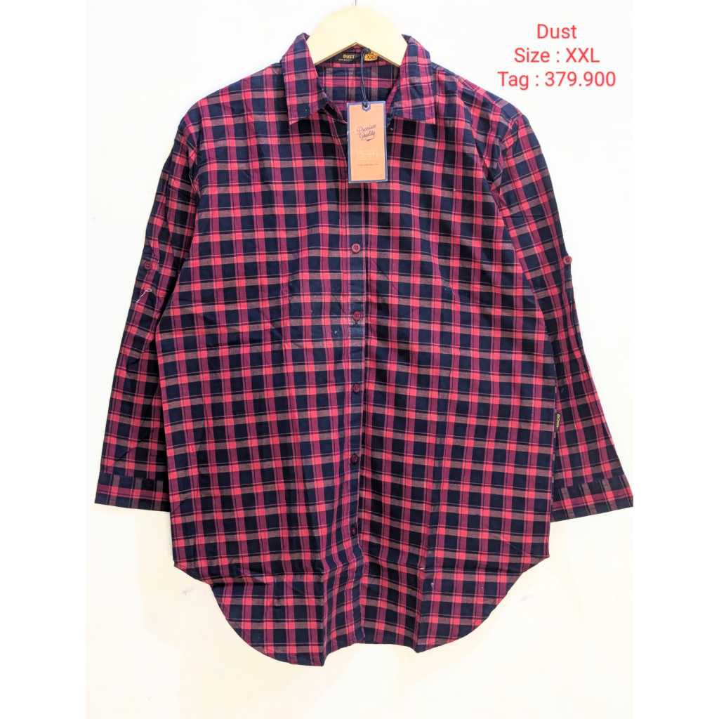 Dust Kemeja Kotak Kotak Atasan Pakaian Wanita Original