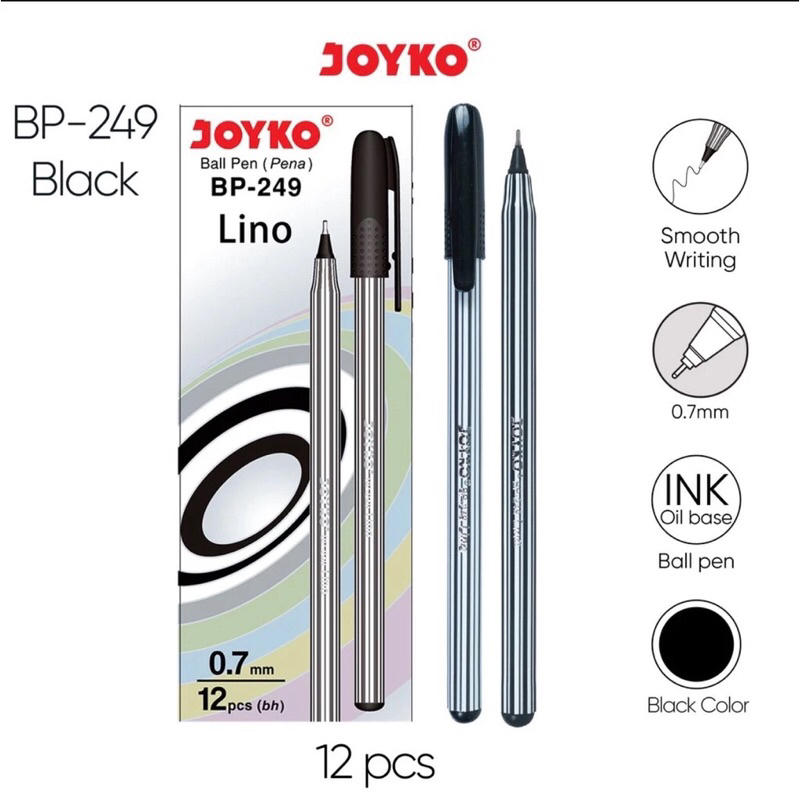 

12 Pcs!! PENA JOYKO LINO BP-249 HITAM