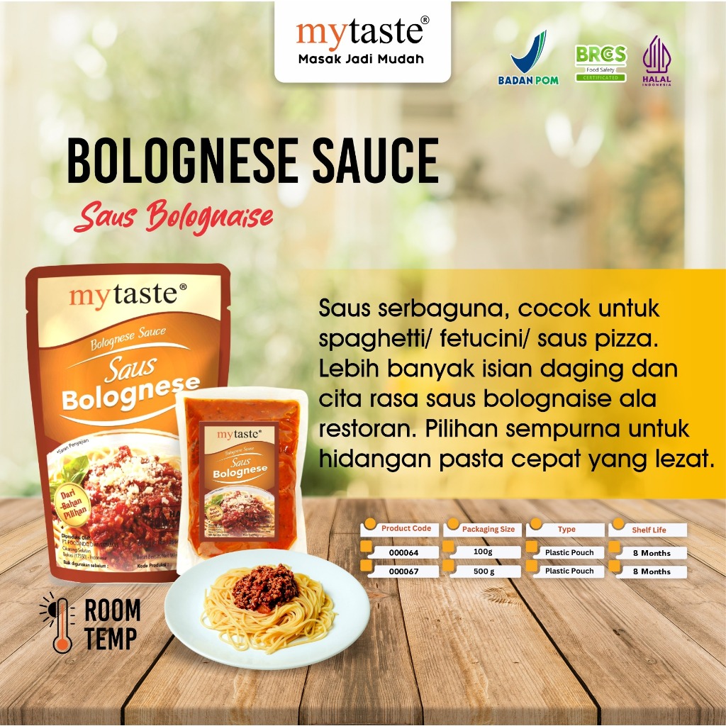 

Mytaste Bolognese Sauce 500gr / My Taste Saos Bolognaise 500g