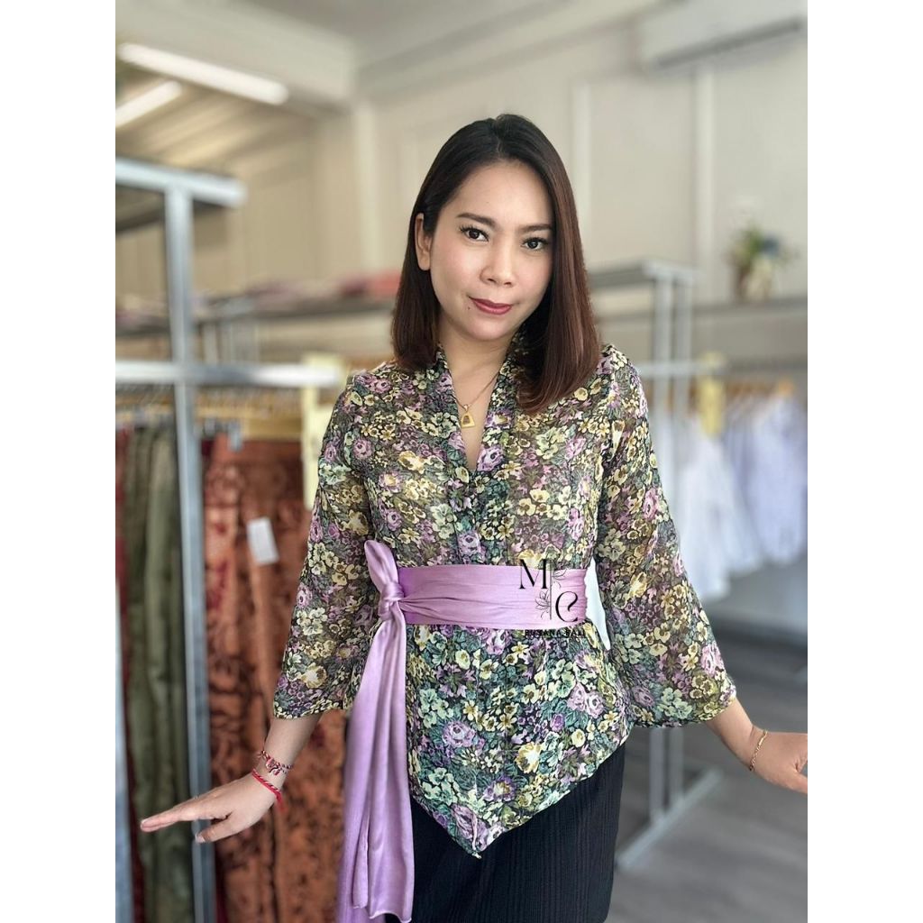 Kebaya sifon flower lengan lonceng