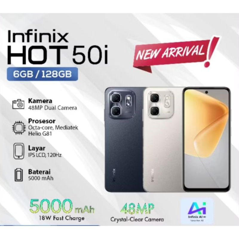 INFINIX HOT 50i RAM 6/128GB NFC MEDIATEK HELIO G81 NEW 2024