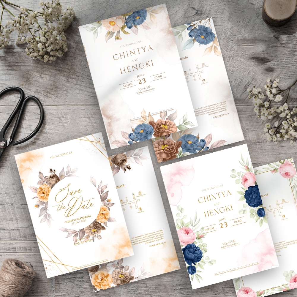 Undangan Nikah Watercolor Rustic simple elegan, Undangan Pernikahan Khitan Engagement