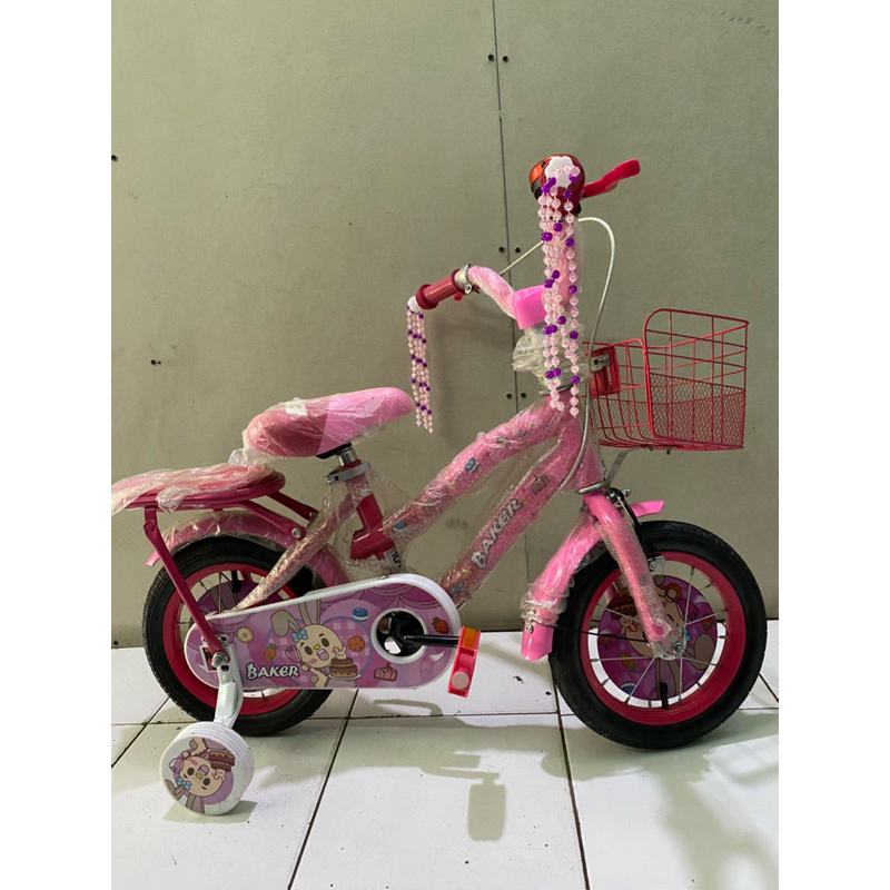 SEPEDA ANAK PEREMPUAN Rabbit MEREK BNB UKURAN 12 Inch   GAMBAR KELINCI FREE BELL  1 Pc LOVE MY BIKE.