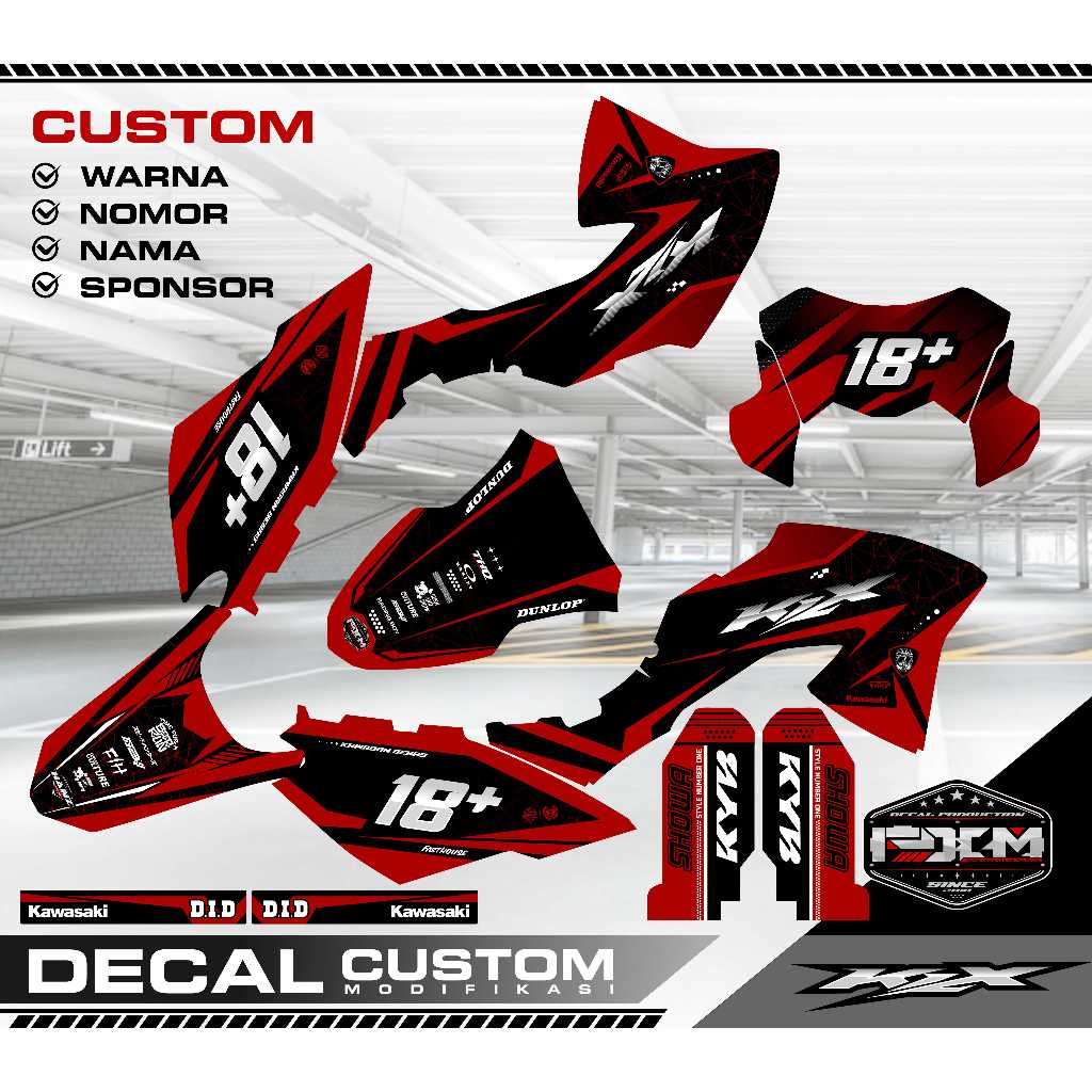 Decal klx bf merah hitam Fullbody Keren