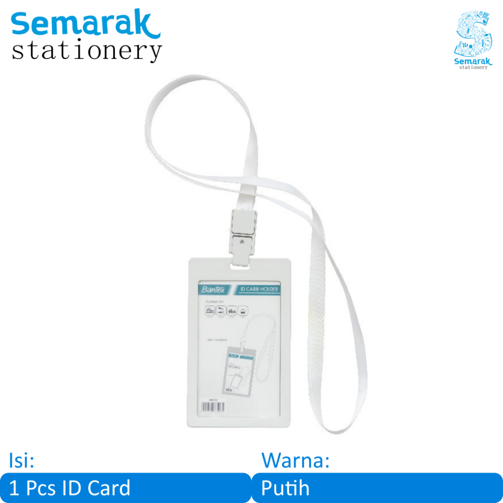 

Bantex 8881 07 ID Card Two Side Name Tag Lanyard - Putih