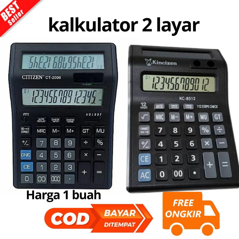 

[JIB] BAYAR DI TEMPAT Calculator kalkulator citizen ct-2000 2 layar kalkulator dagang 14 digit