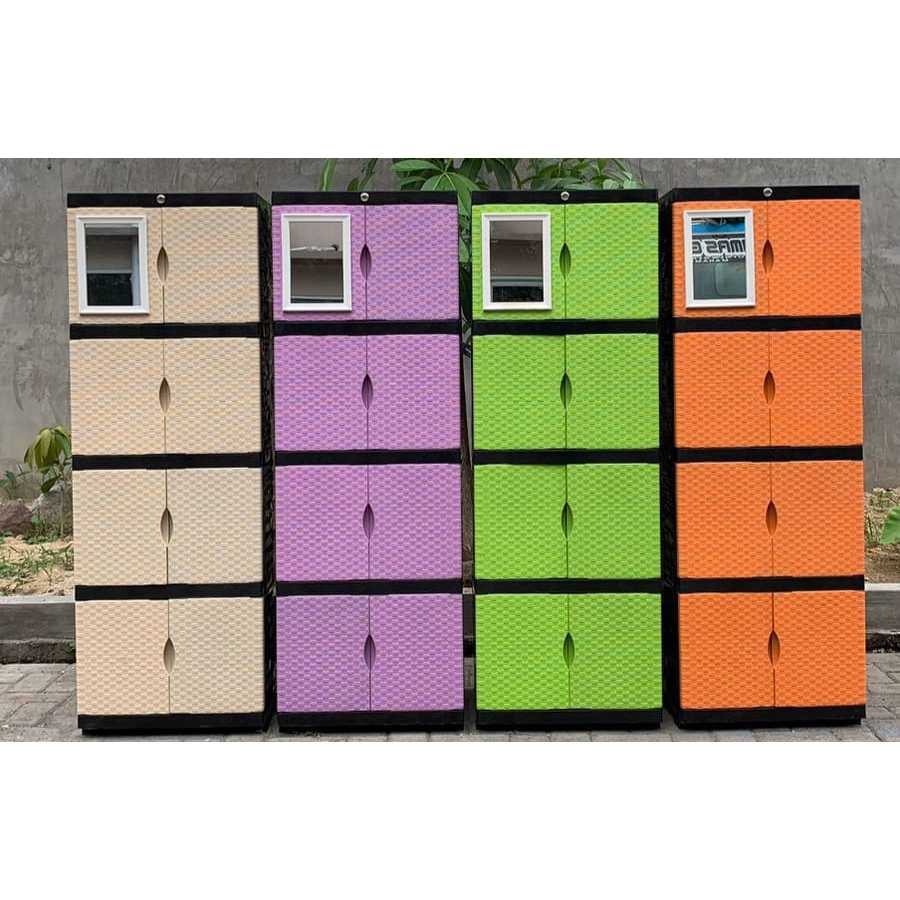 Lemari plastik 4 susun tingkat rak baju cermin mini kabinet non kunci excel murah awet serbaguna BR