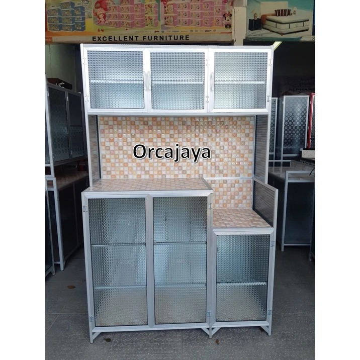 RAK PIRING 3 PINTUM MAGIC COM BAWAH KERAMIK/rak piring 3 pintu/lemari rak piring