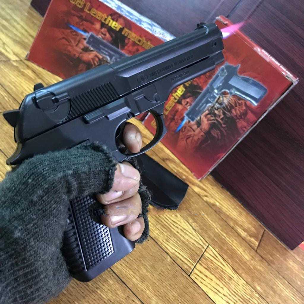 Korek api Bodi Besi 3648-1 Pistol Bareta Kokang gas isi ulang Besar Besi