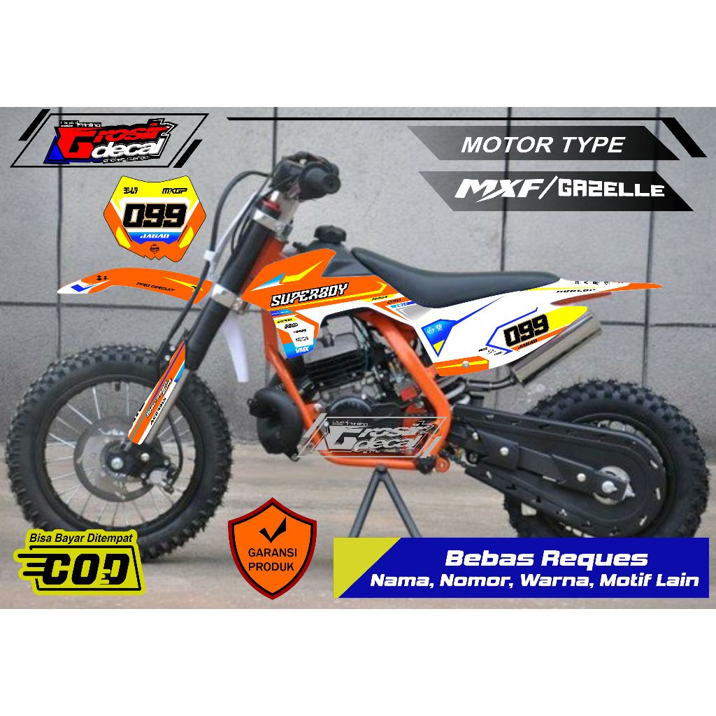 Sticker Decal Stiker Mini Trail 50cc MXF / GAZELLE Full Body Free Custom