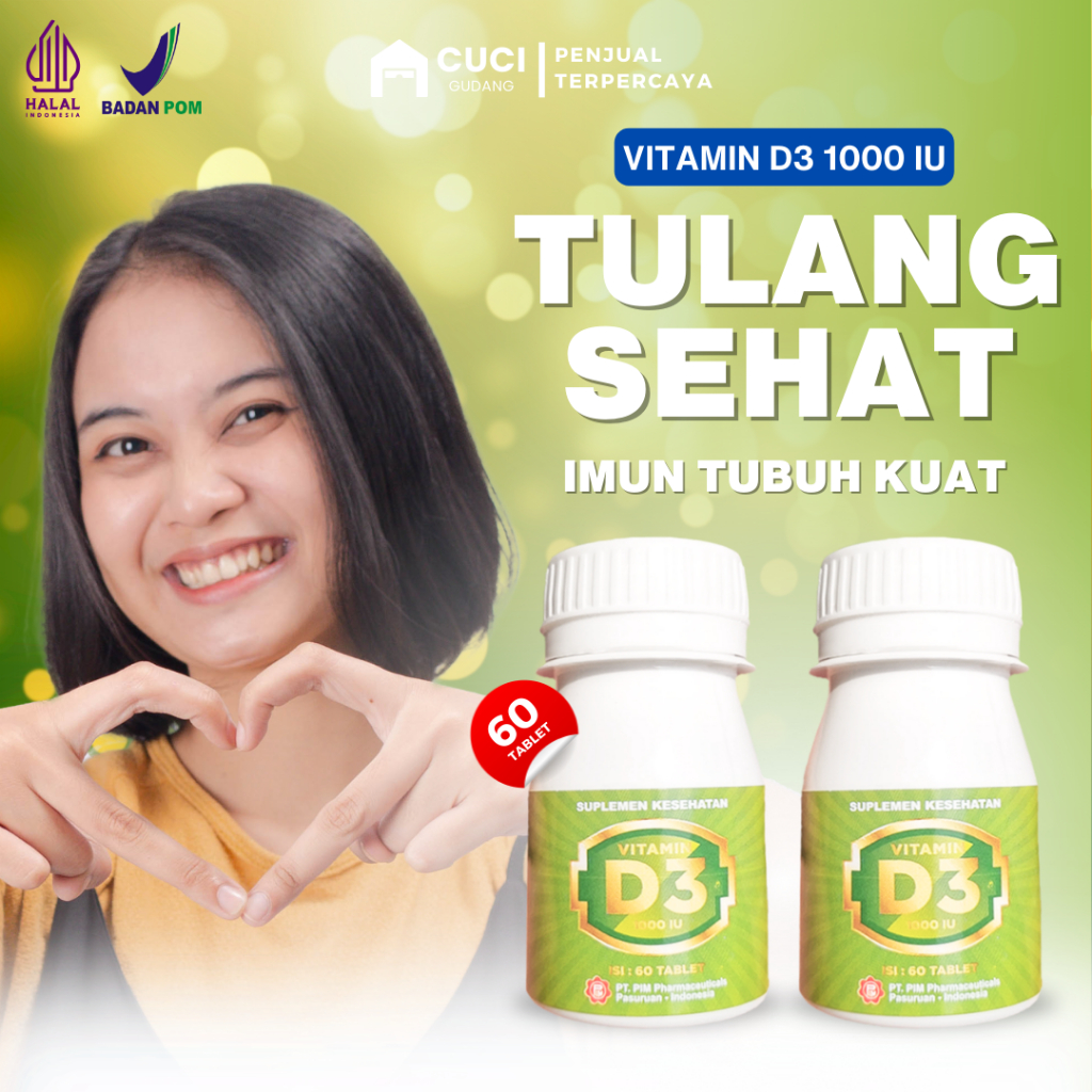 Vitamin D31000 IU Probiotik Suplemen Kesehatan Tubuh Kalsium Tulang Dan Sendi Lansia 60 Tablet