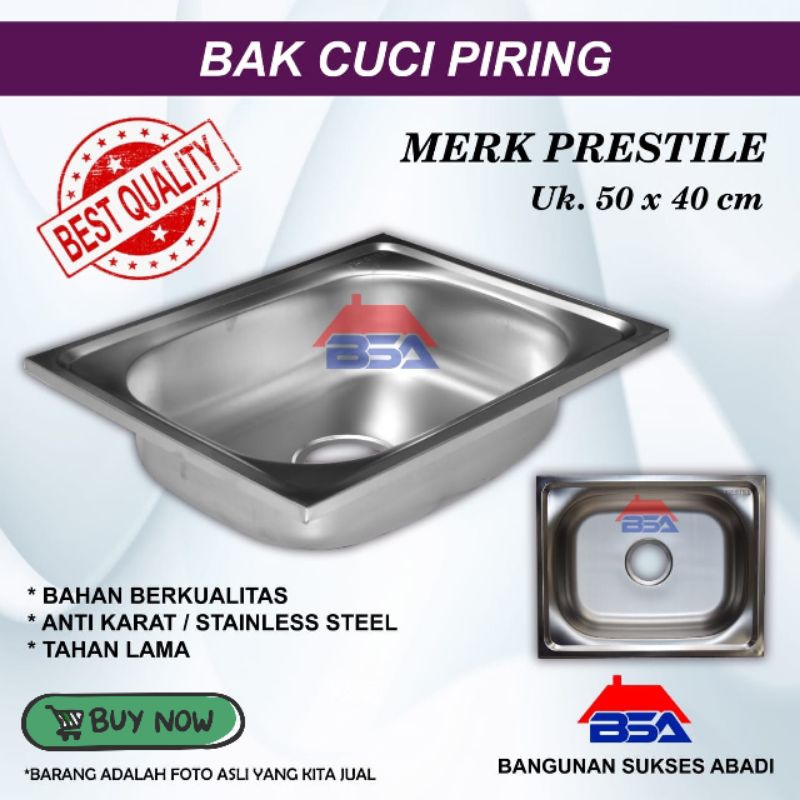 Bak Cucian Piring Stainless 1 Lubang + Afur