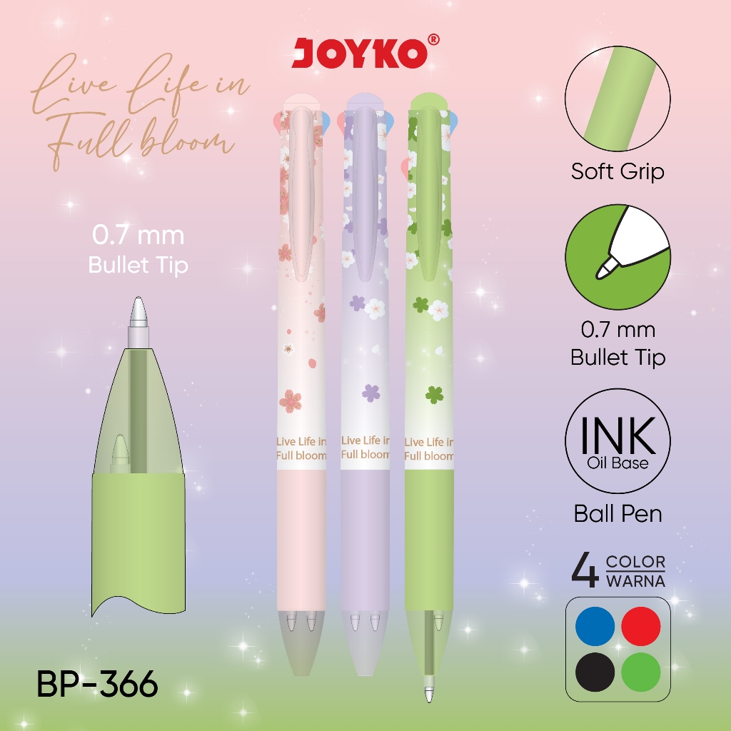 

Ball Pen Pulpen Pena Joyko BP-366 Quaco 5 0.7 mm 4 Warna Colors