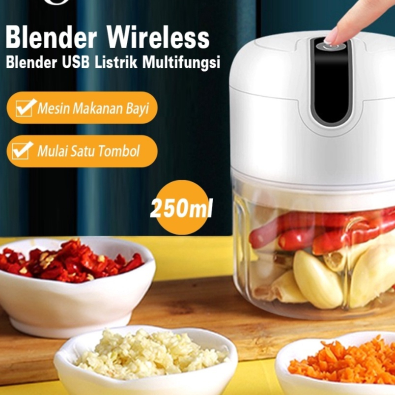 Mini Chopper Electric Rechargeable Cas Listrik USB Mini Blender Multifungsi Tanpa Kabel Tenaga Charg