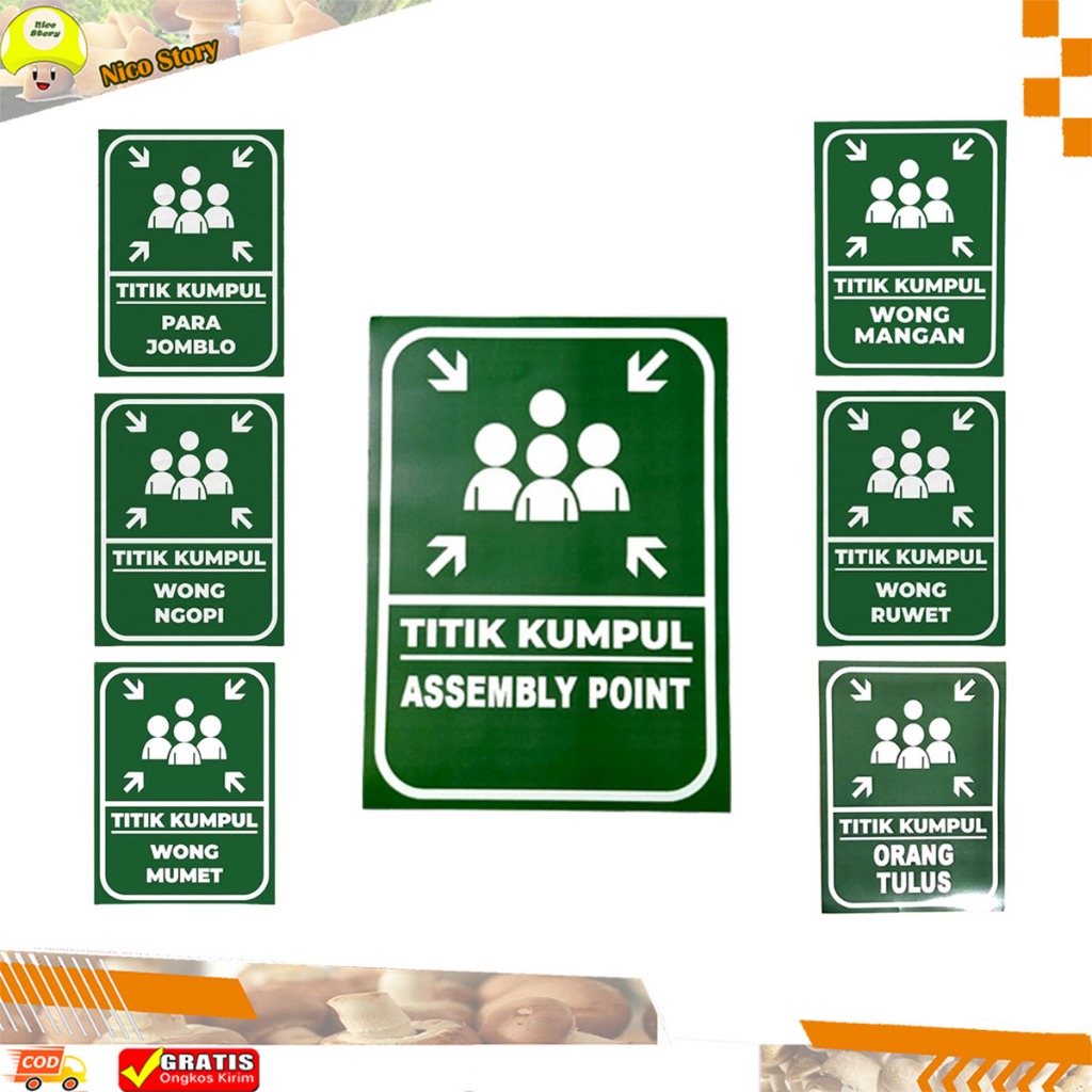 

(NCS) Stiker Vinyl Titik Kumpul Orang Tulus Wong Ruwet Mumet Mangan Ngopi Para Jomblo Assembly Point Sticker Laminasi Glossy Anti Air