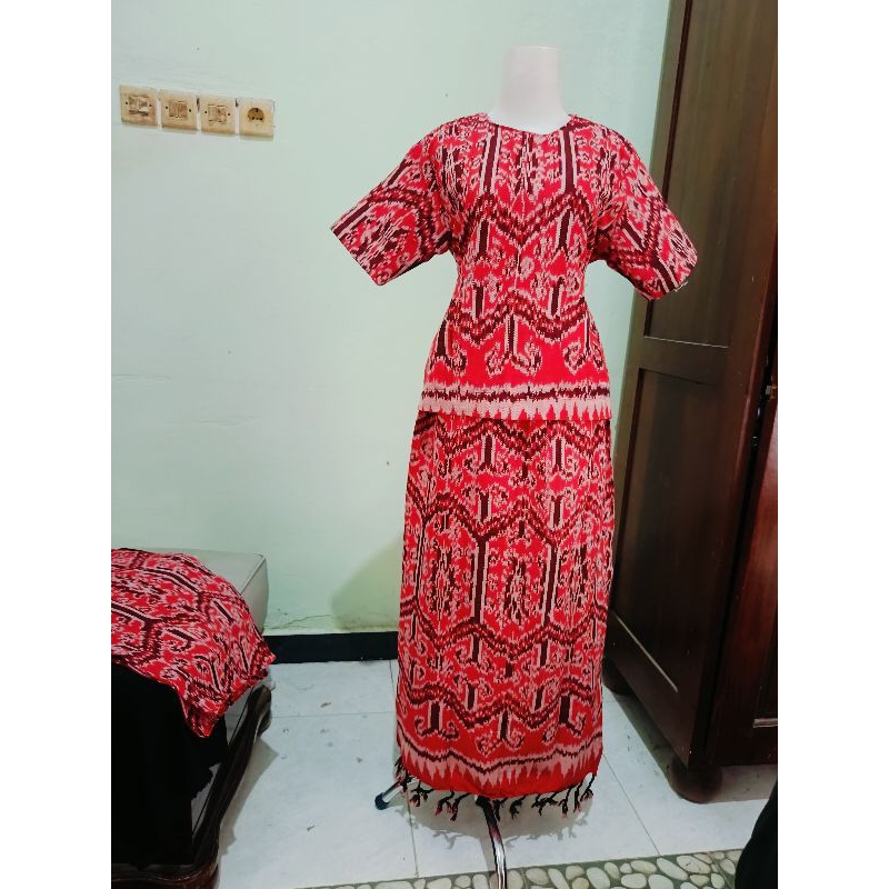 setelan rok baju perempuan setelan rok baju kain tenun baju batik setelan rok kain pua kumbu baju ad