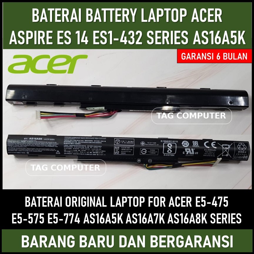 BATERAI BATTERY LAPTOP ACER ASPIRE ES 14 ES1-432 SERIES AS16A5K