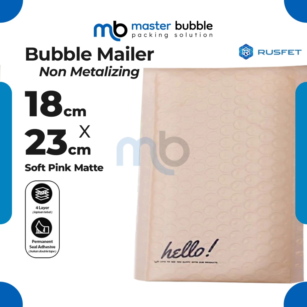 

Amplop Envelope Bubble Mailer Pink Matte 18 x 23 cm / Security Bag Mailer Rusfet Harga Ecer Satuan