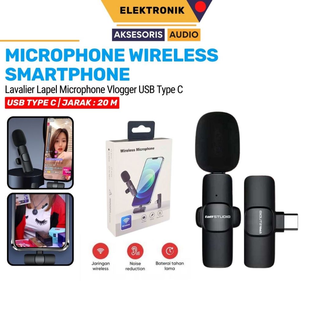 Mikrofon Wireless Android Smartphone USB Type C Live Streaming - receiver & mic