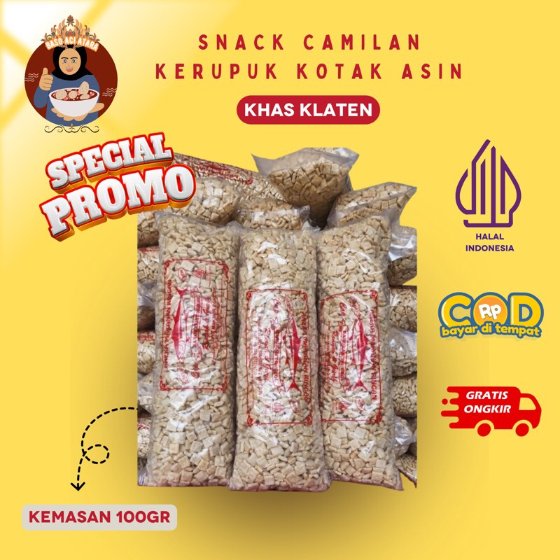 

SNACK CAMILAN KERUPUK KOTAK GURIH ASIN ORIGINAL KEMASAN 100GR