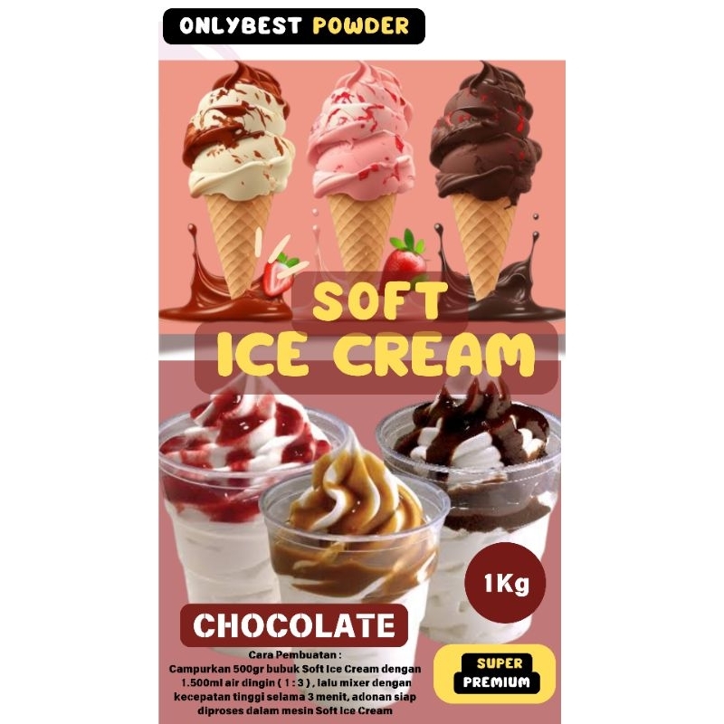 

Bubuk SOFT Ice Cream COKLAT 1kg 4 Liter Soft Ice Cream MURAH/ Bubuk SOFT Ice Cream 1kg Super Premium Onlybest Powder / Bahan SOFT Ice Cream COKLAT 1kg Super Premium / Bubuk Ice Cream / Ice Cream Powder / Bubuk Es Cream / Bubuk Es Krim /Tepung Es Krim