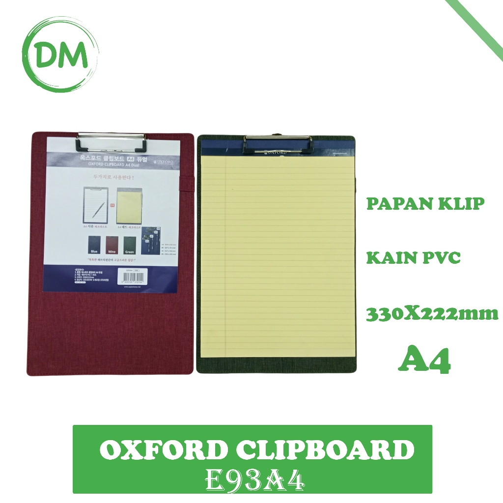 

DM- E93A4 CLIPBOARD / PAPAN DADA + MEMO OXFORD