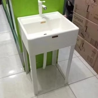 Wastafel cuci tangan portable/wastafel standing PVC+kaki komplit set
