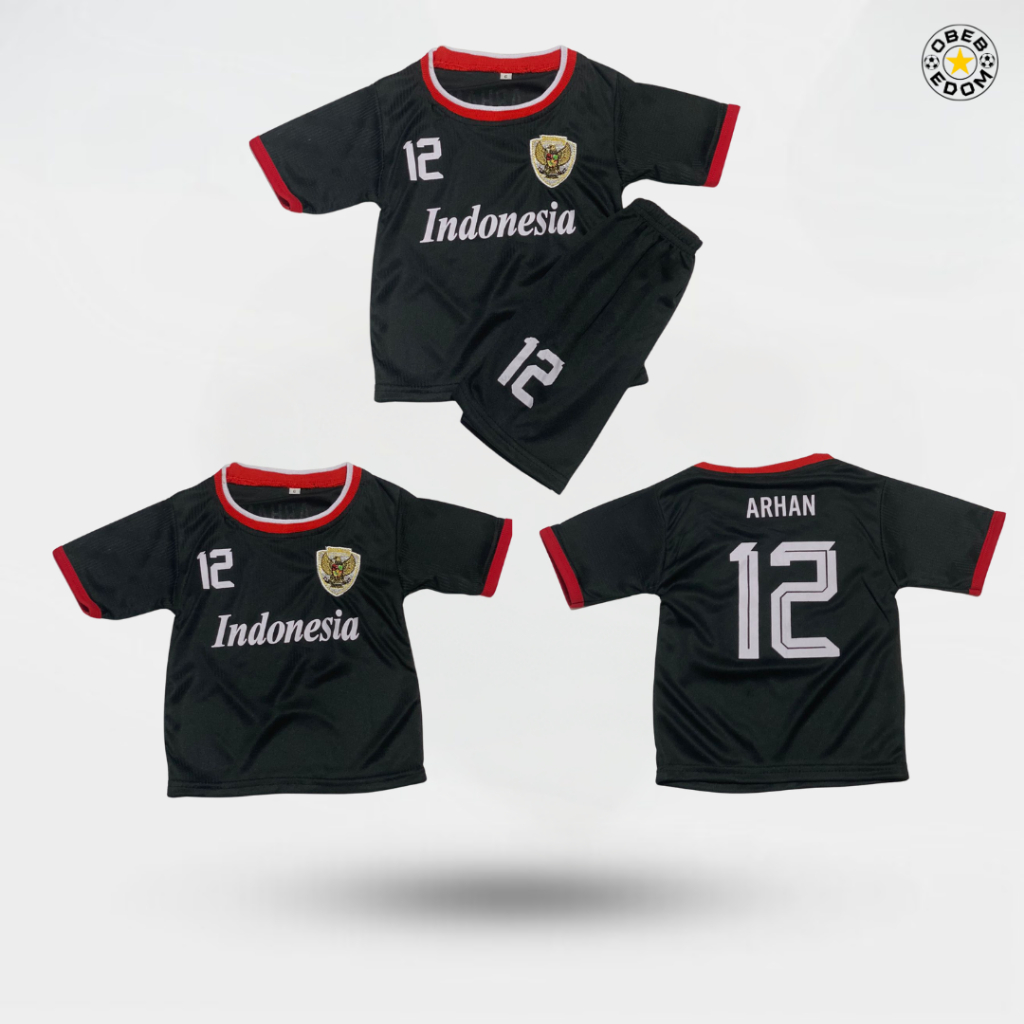 SETELAN BAJU BOLA ANAK ANAK TIMNAS INDONESIA TERBARU JERSEY FUTSAL TIMNAS NEGARA WARNA HITAM