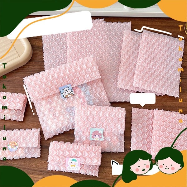 

Heart bubble bag kantong packing aksesoris kantong bubble motif hati lucu cute HB1721