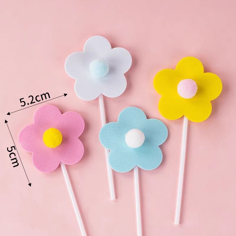 

TOPPER DEKORASI KUE ULANG TAHUN BUNGA FLOWER MINI HARGA SET ISI 4 BUNGA / 6 PCS