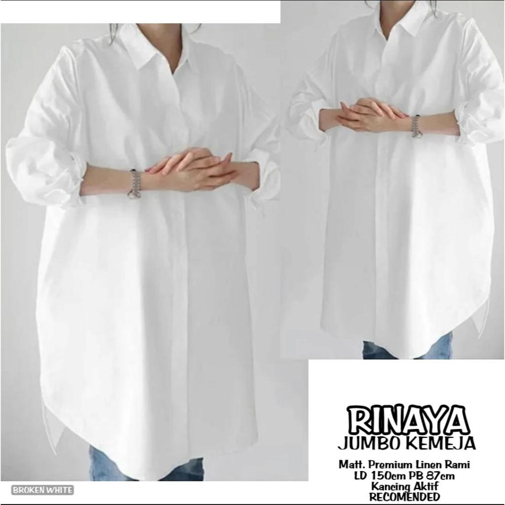 Rinaya Blouse Baju Atasan Kemeja Wanita Oversize Ld 150 Super Jumbo XXXXXXL Polos Busui