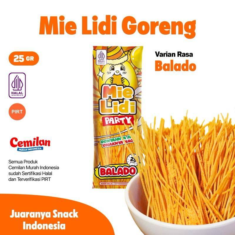 

[CEMILAN MURAH INDONESIA] CEMILAN MURAH VIRAL HALAL Mie Lidi Goreng Balado BBQ Pedas Daun Jeruk