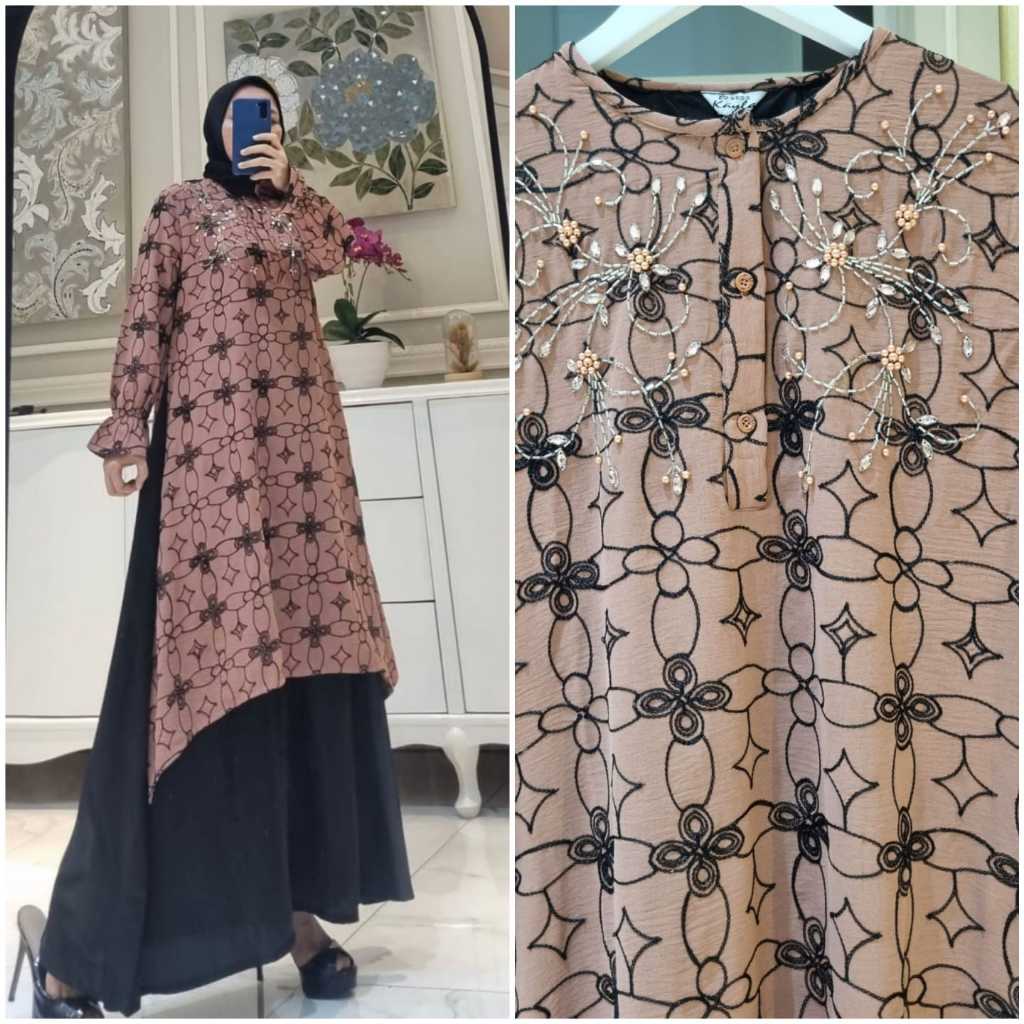 gamis model terbaru baju muslim bahan krespo bordir gamis ednes by kayla