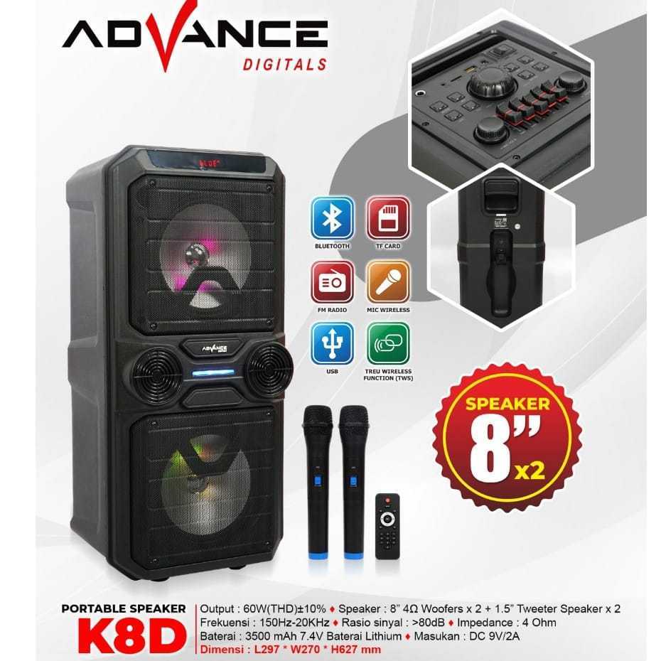 Speaker Portable Advance 2x8" K8D / ADVANCE K-8D
