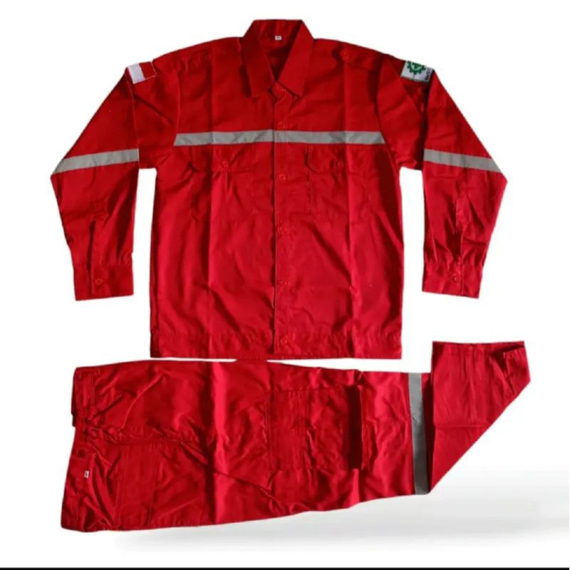 Seragam safety proyek stelan baju dan celana pria wanita dengan scotlight
