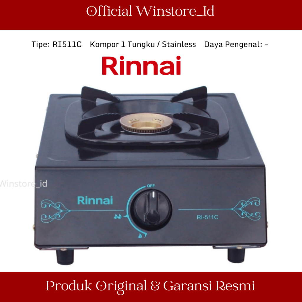 RINNAI KOMPOR GAS 1 TUNGKU RI 511 C/RI511C/RI 511-C/RI-511-C Kompor Gas 511 c