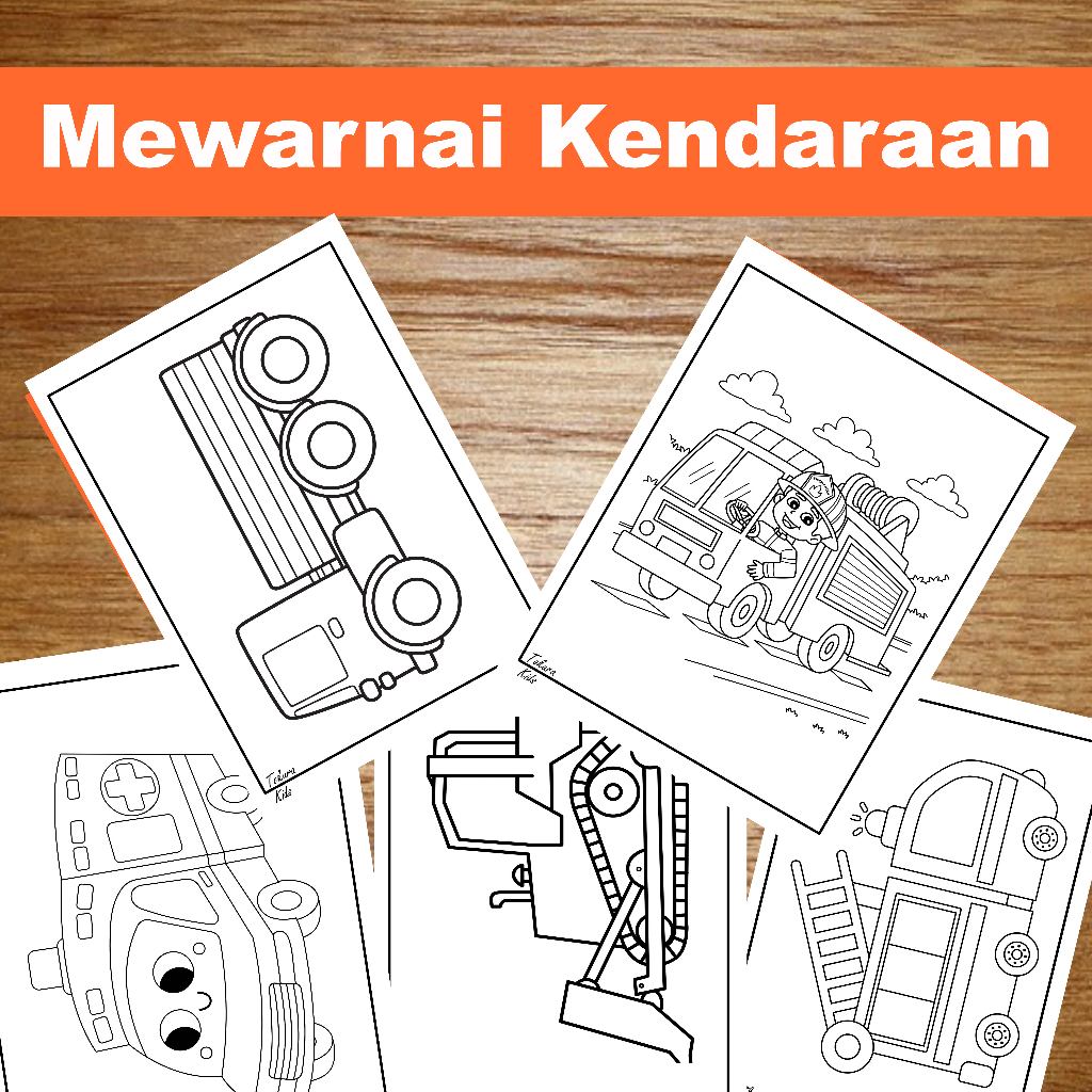 

Kertas mewarnai anak / coloring / kertas gambar / kendaraan / transportasi / kertas mewarnai anak paud tk sd / a4 - a5