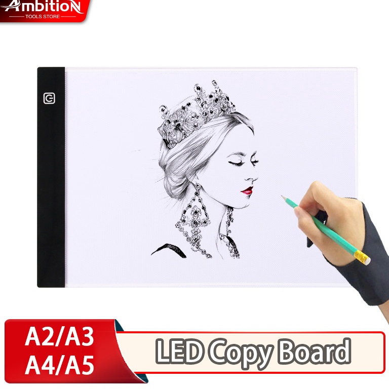 KODE A7U A2A3A4A5 LED Drawing Tracing Board Stensil Board Papan Jiplak Gambar LED Anak  Dewasa Copy 