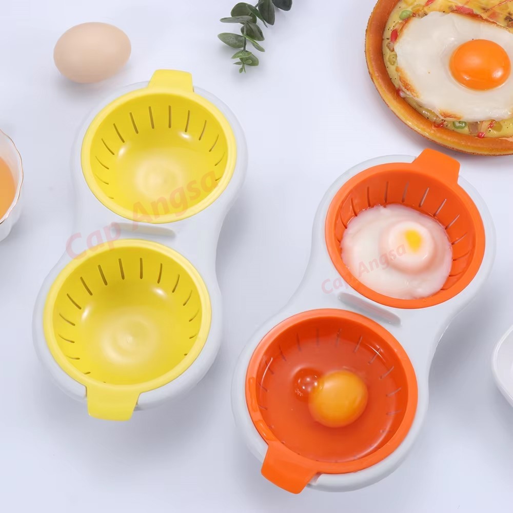 [CAPANGSA] Alat Perebus Telur Microwave 2 Cup | Wadah Kukus Telur Plastik PP Double | Cetakan Telur 